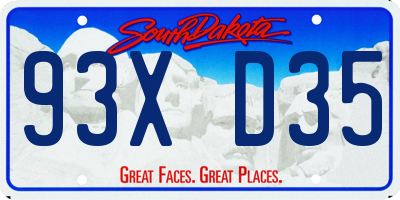 SD license plate 93XD35