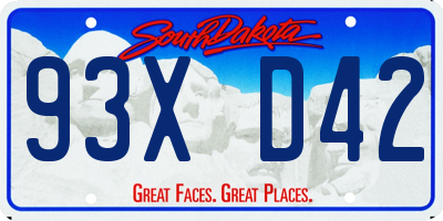 SD license plate 93XD42