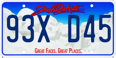 SD license plate 93XD45