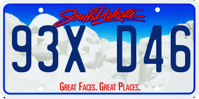 SD license plate 93XD46
