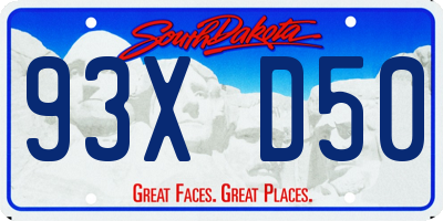 SD license plate 93XD50