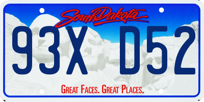 SD license plate 93XD52