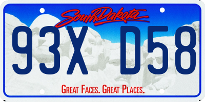SD license plate 93XD58