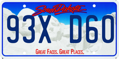 SD license plate 93XD60