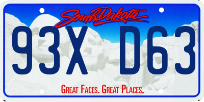 SD license plate 93XD63