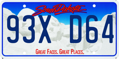 SD license plate 93XD64