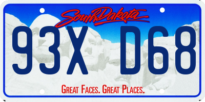 SD license plate 93XD68