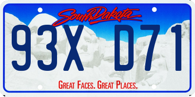 SD license plate 93XD71