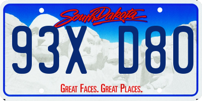 SD license plate 93XD80
