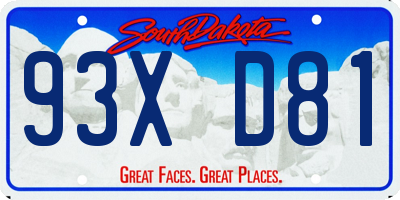 SD license plate 93XD81