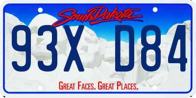 SD license plate 93XD84