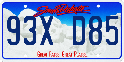 SD license plate 93XD85