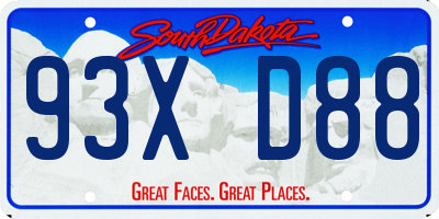 SD license plate 93XD88