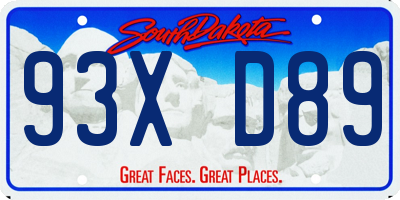 SD license plate 93XD89