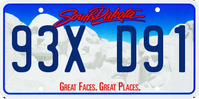 SD license plate 93XD91