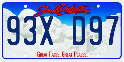 SD license plate 93XD97