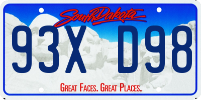 SD license plate 93XD98