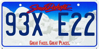 SD license plate 93XE22