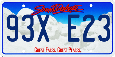 SD license plate 93XE23