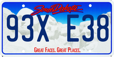 SD license plate 93XE38