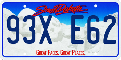 SD license plate 93XE62
