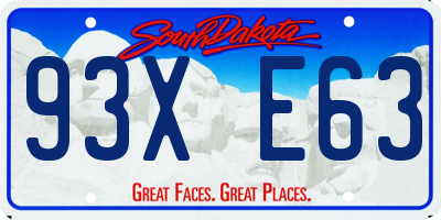 SD license plate 93XE63