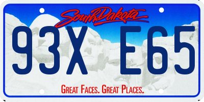 SD license plate 93XE65