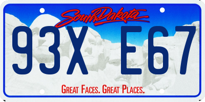 SD license plate 93XE67