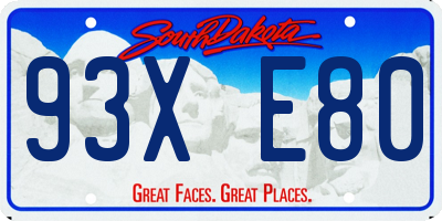 SD license plate 93XE80