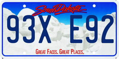 SD license plate 93XE92