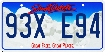 SD license plate 93XE94
