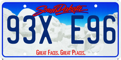 SD license plate 93XE96