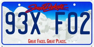 SD license plate 93XF02