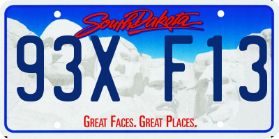 SD license plate 93XF13