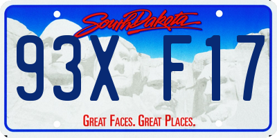 SD license plate 93XF17