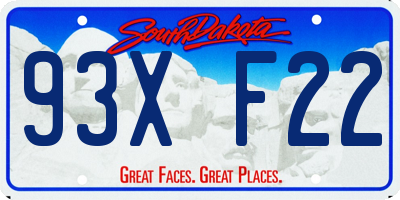 SD license plate 93XF22