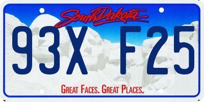 SD license plate 93XF25