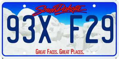 SD license plate 93XF29