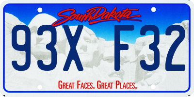 SD license plate 93XF32