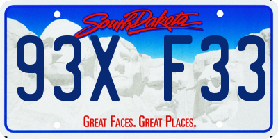 SD license plate 93XF33
