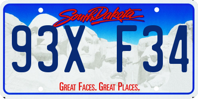 SD license plate 93XF34