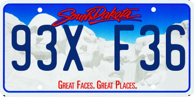 SD license plate 93XF36