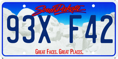 SD license plate 93XF42