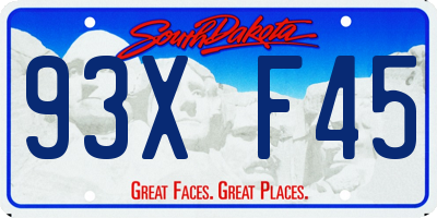 SD license plate 93XF45