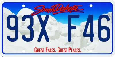 SD license plate 93XF46