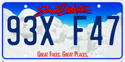 SD license plate 93XF47