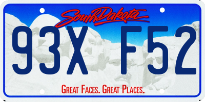 SD license plate 93XF52