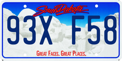 SD license plate 93XF58