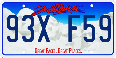 SD license plate 93XF59