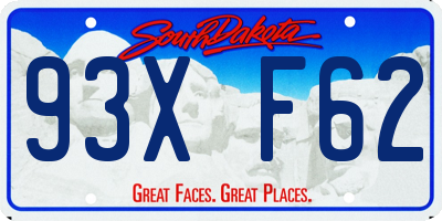 SD license plate 93XF62